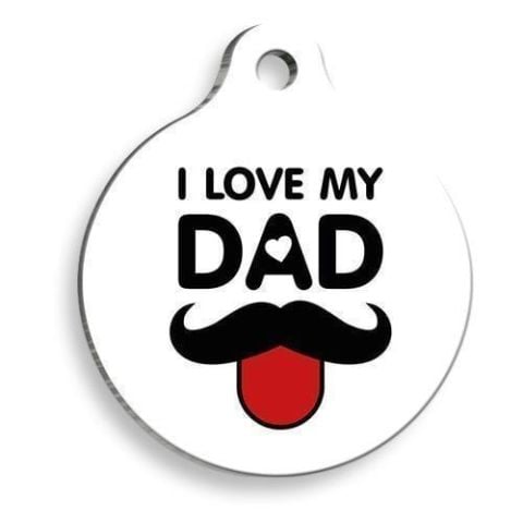 Mustache Dad White Round Cat and Dog Tag