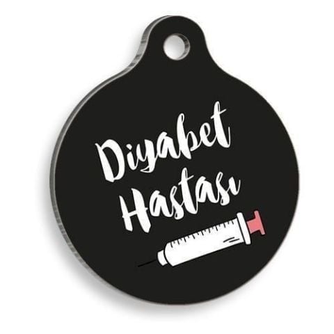 Schwarze runde Katzen- und Hundemarke für Diabetiker