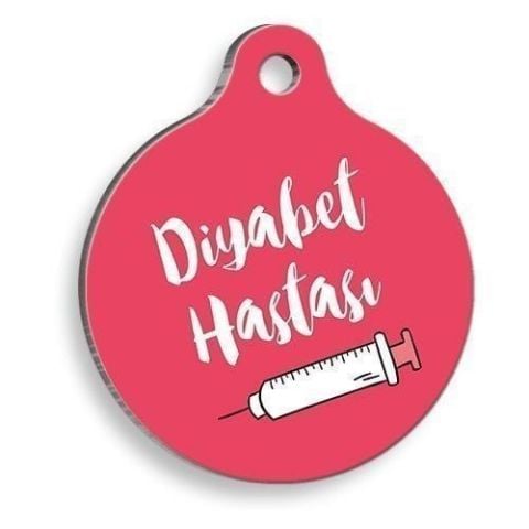 Rosa runde Katzen- und Hundemarke für Diabetiker