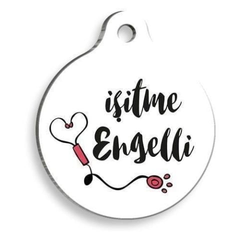 Weiße runde Katzen- und Hundemarke für Hörgeschädigte