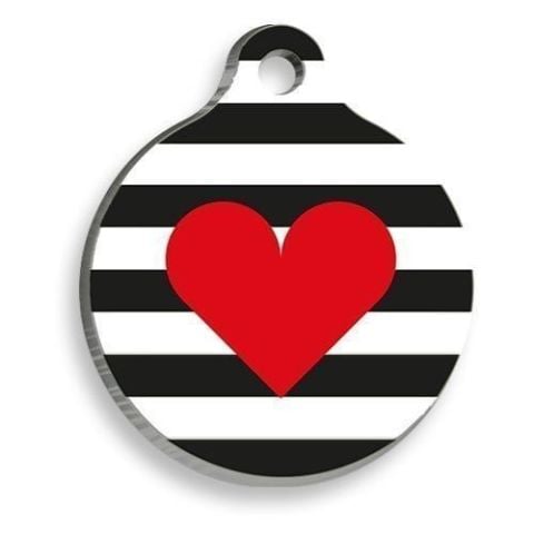 Red Heart Round Cat and Dog Tag