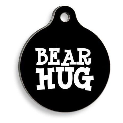 Runde Katzen- und Hundemarke „Bear Hug“.