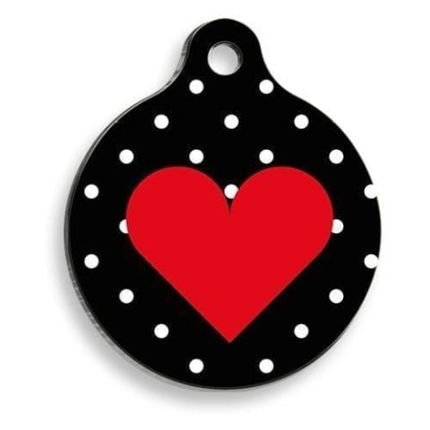 Runde Katzen- und Hundemarke mit rotem Herz