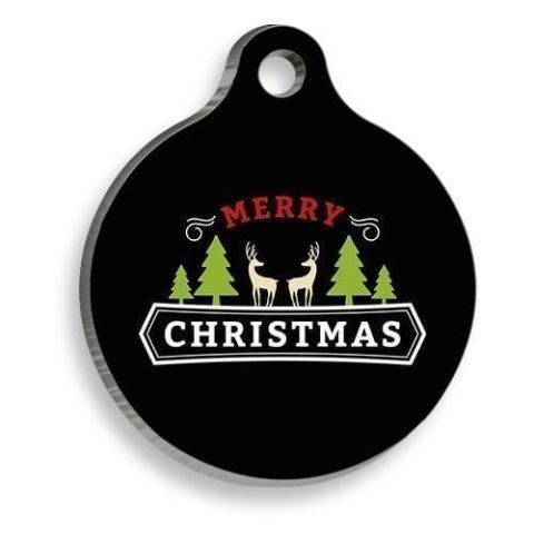 Christmas Series Merry Christmas Letter Deer Round Cat and Dog Tag