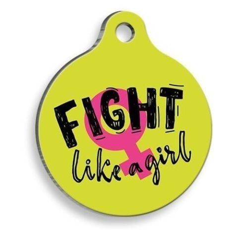 Fight Like A Girl Runde Katzen- und Hundemarke