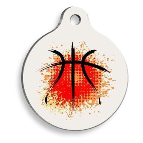 Round Cat and Dog Tag with Basketball Ball