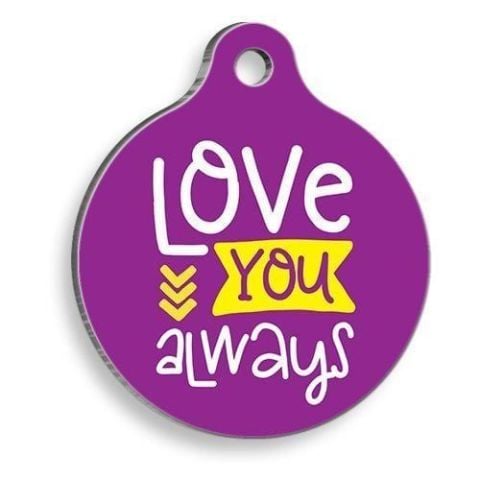 Runde Katzen- und Hundemarke „Love You“.