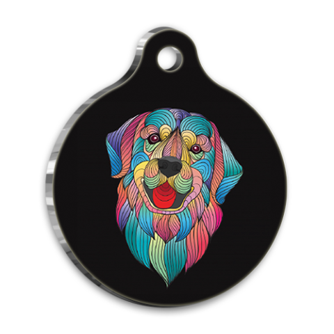 Illustration Golden Retriever 2 Runde Hundemarke