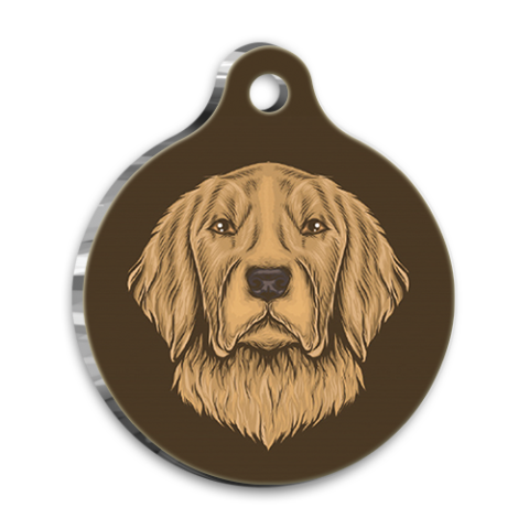 Illustration Golden Retriever Runde Hundemarke