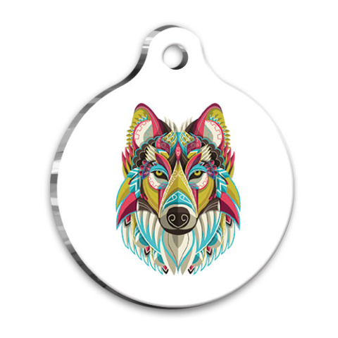 Abbildung, Buntes, Wolf, Runder, Erkennungsmarke
