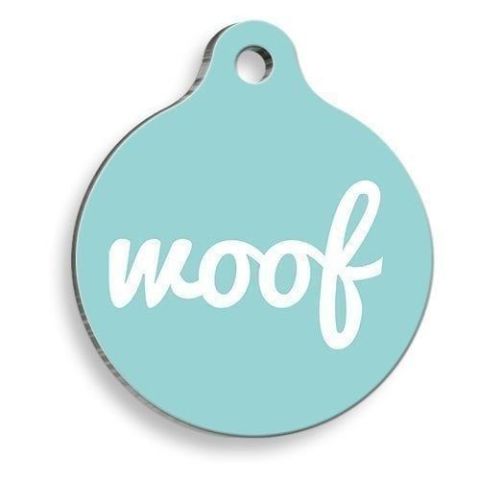Blue Woof Round Dog Tag
