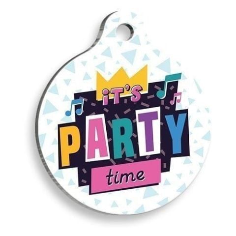 Party Time Round Cat and Dog Tag