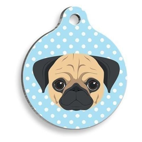 Blauer gepunkteter Mops, runde Hundemarke