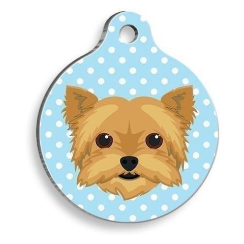 Yorkshire Terrier Blue Polka Dot Runde Hundemarke