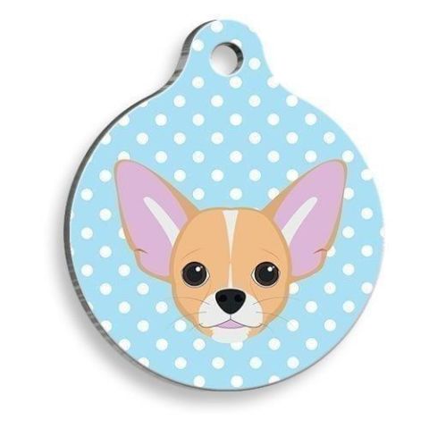 Chihuahua Blue Polka Dot Runde Hundemarke