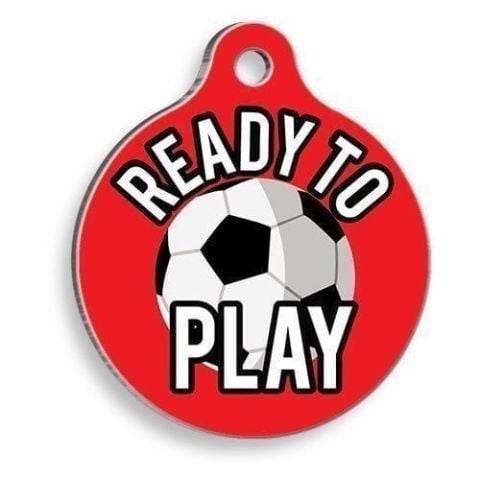 Round Cat and Dog Tag with Football Ball