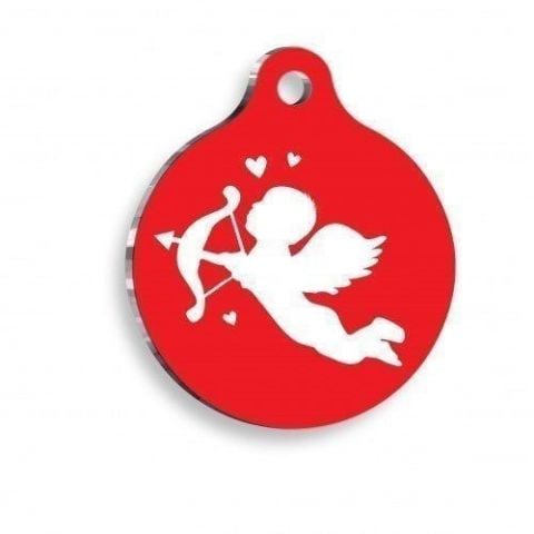 Rote Eros runde Katzen- und Hundemarke