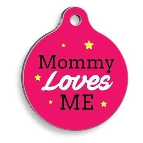 Meine Mutter liebt mich, rosa, runde Katzen- und Hundemarke