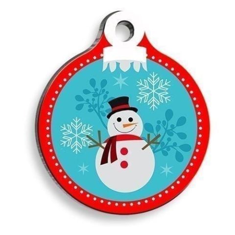 Christmas Series Snowman 2 Round Cat and Dog Tag