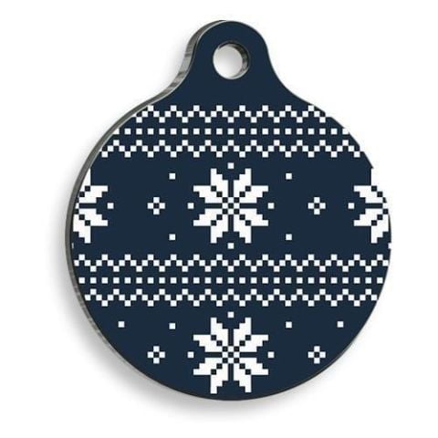 Christmas Series Black&White Pattern Round Cat and Dog Tag