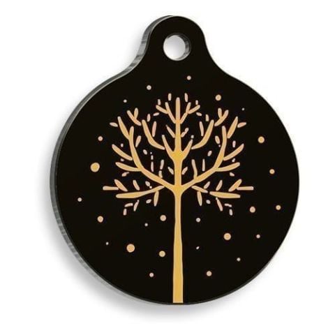 Christmas Series Black&Yellow Tree Round Cat and Dog Tag