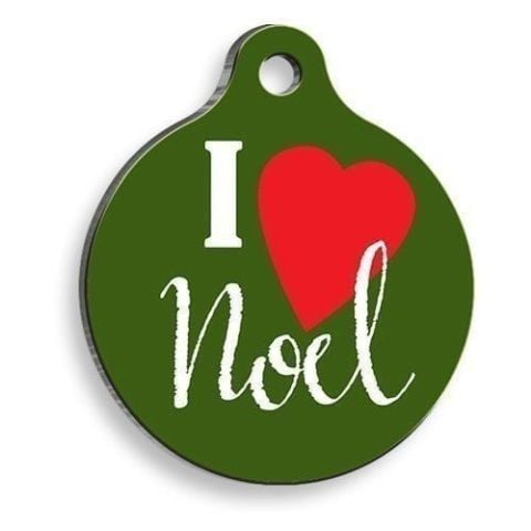 Christmas Series Green I Love Christmas Round Tag for Cat and Dog