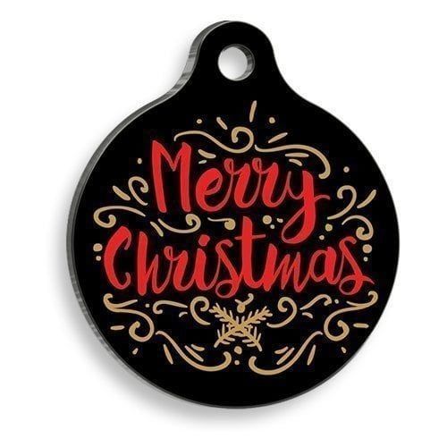 Christmas Series Black Merry Round Cat and Dog Tag