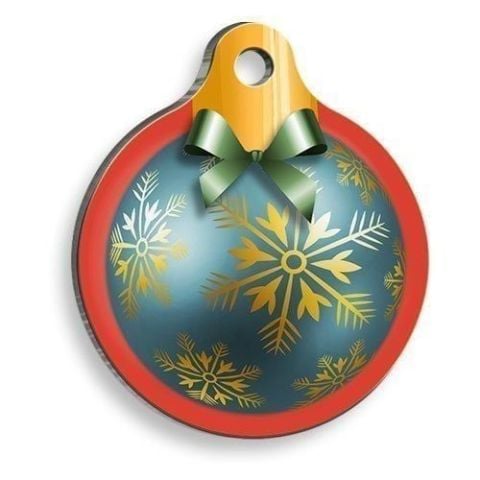 Christmas Series Blue Garnish Round Cat and Dog Tag