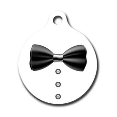 Bow Tie Patterned Round Cat Dog Tag