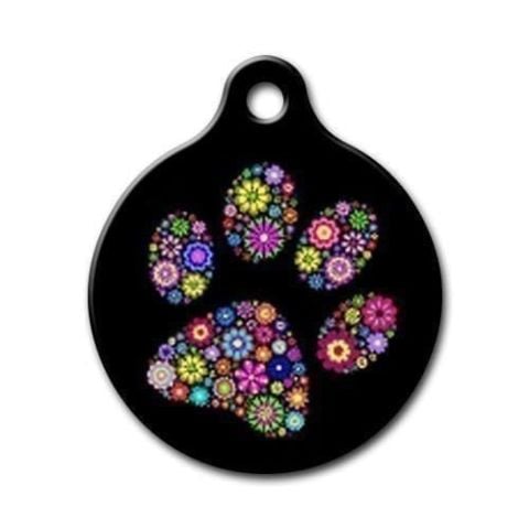 Round Cat Dog Tag with Paw Pattern