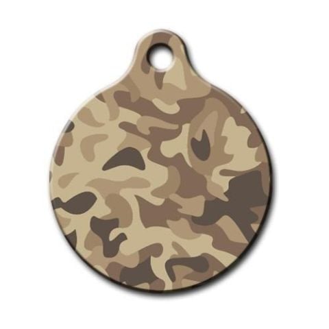 Brown Camouflage Patterned Round Cat Dog Tag